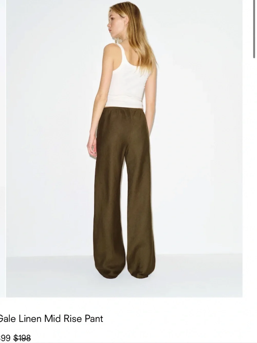 NWT Reformation Gale Linen Mid Rise Pant Green - Size XS